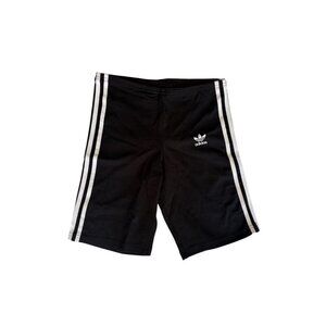 Adidas Originals Black Cycling Shorts L 13-14Y Kids Girls With White Stripes Log